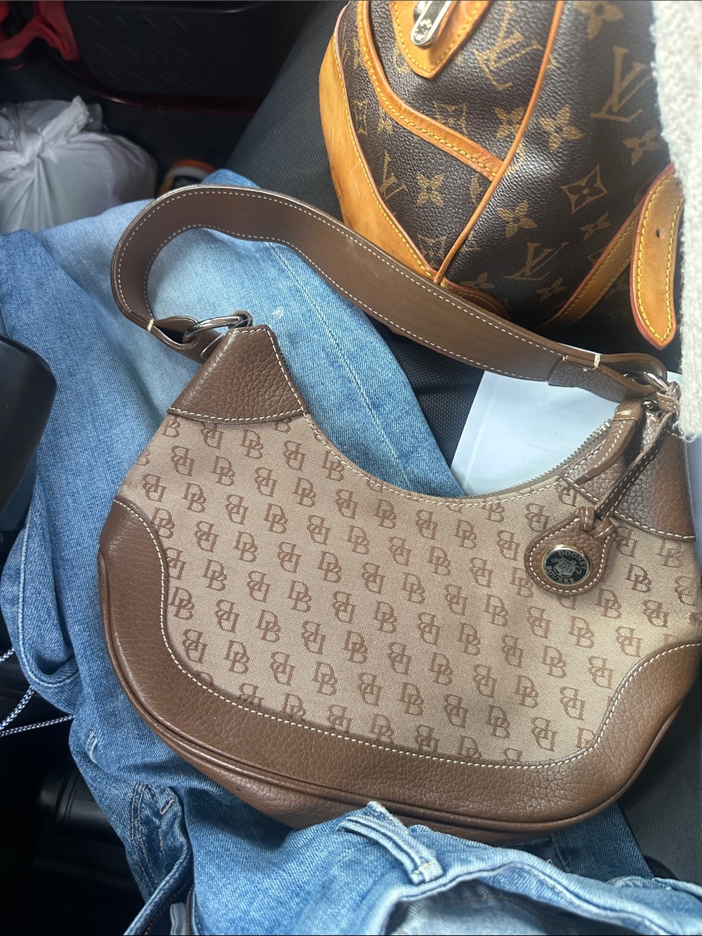 Dooney & Bourke Brown Logo Hobo Bag